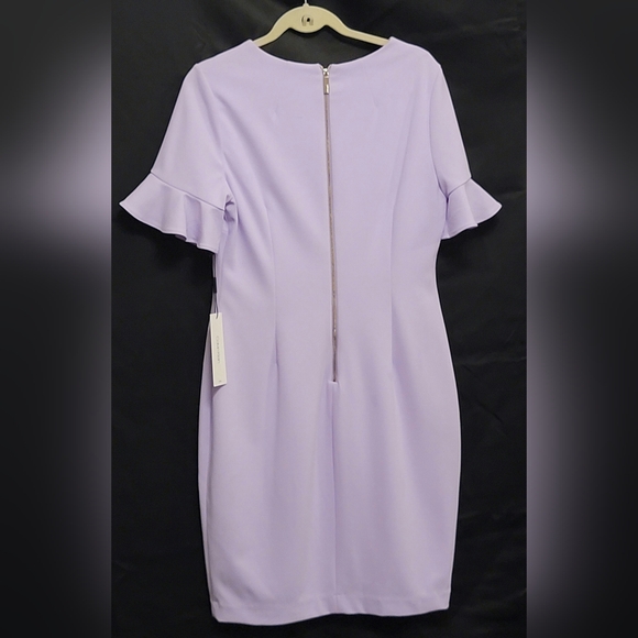 Calvin Klein Women’s Dress With Short Bell Sleeve Lilac Purple Color Size 12 - Picture 2 of 6